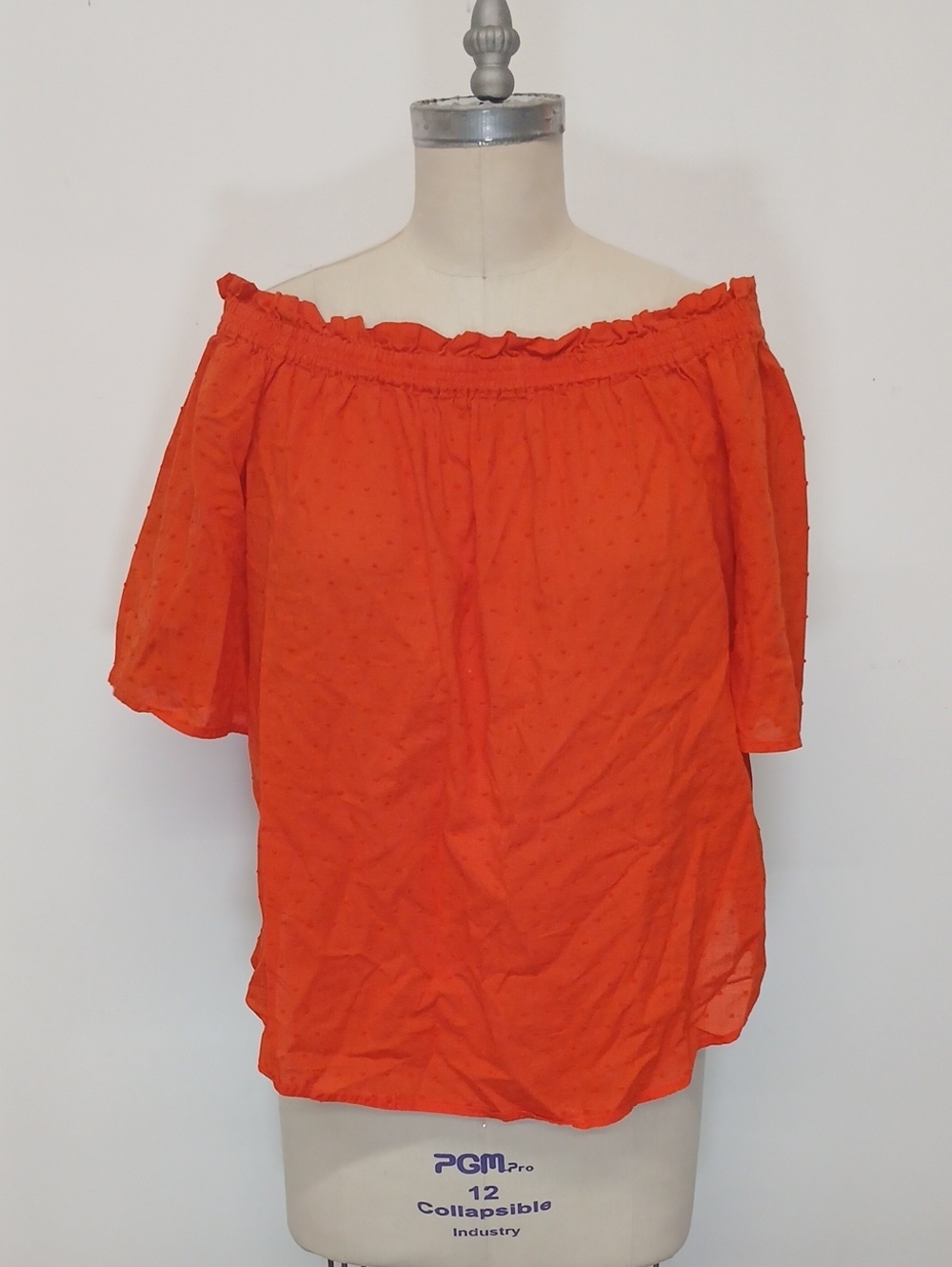 H&M Vibrant Orange Elastic Off the Shoulder Peasant Blouse / Size 8